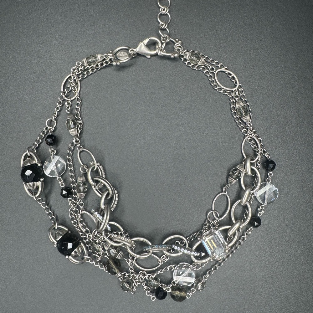 Sorrelli Silver and Black Layered Necklace